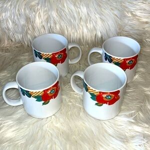 Vintage Set of 4 Design Concepts floral mugs.